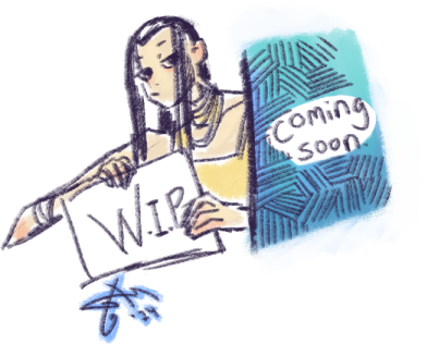 Girl holding a W.I.P. sign. Beside her, text reading 'Coming Soon'.